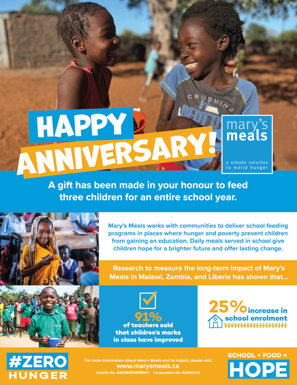 Feed Three Children for an Entire School Year