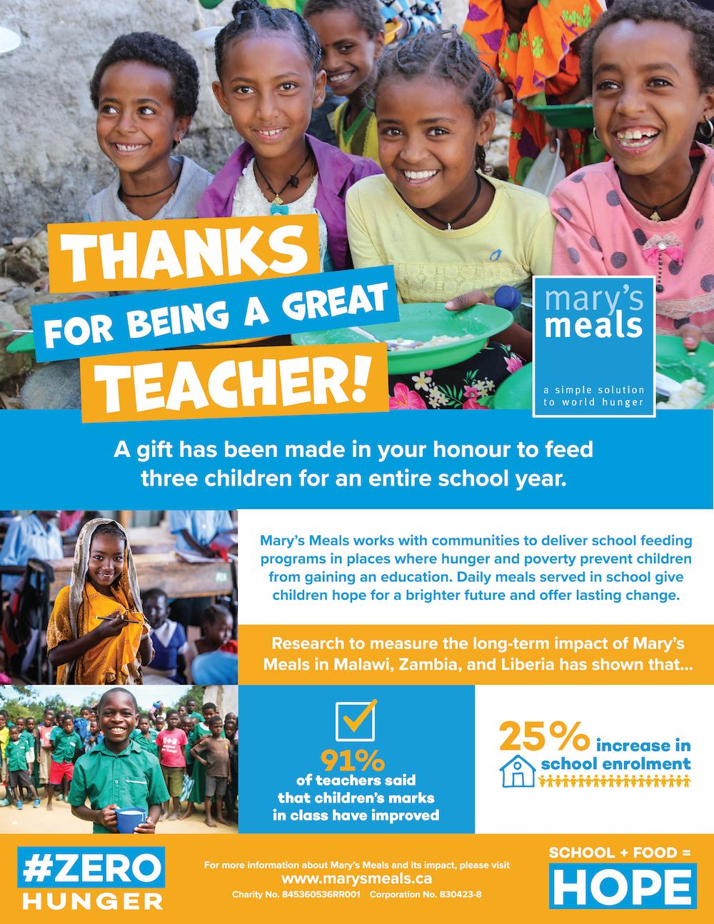 Feed Three Children for an Entire School Year