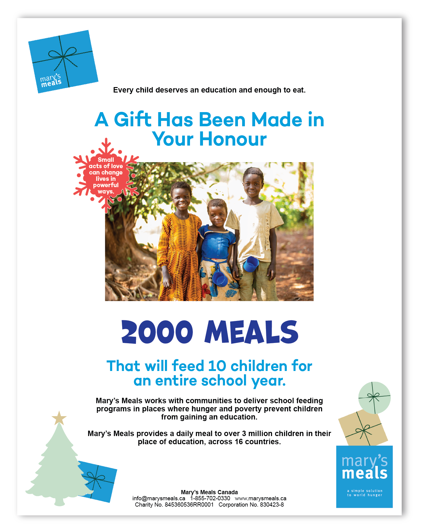 2000 Meals | Feed 10 Children for a Year